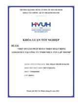 Một số giải pháp hoàn thiện hoạt động Losgistics tại công ty TNHH nhựa Tân Lập Thành / Hồ Vĩ Khang; Người hướng dẫn Phạm Thị Bích Hạnh