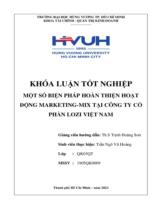 Một số biện pháp hoàn thiện hoạt động Marketing-mix tại công ty cổ phần Lozi Việt Nam / Trần Ngô Vũ Hoàng, Người hướng dẫn Trịnh Hoàng Sơn