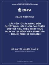 Các yếu tố tác động đến quyết định lựa chọn can thiệp sỏi tiết niệu theo hình thức dịch vụ tại bệnh viện Bình Dân - Thành phố Hồ Chí Minh / Hoàng Thiên Phúc; Người hướng dẫn TS. Trần Việt Anh